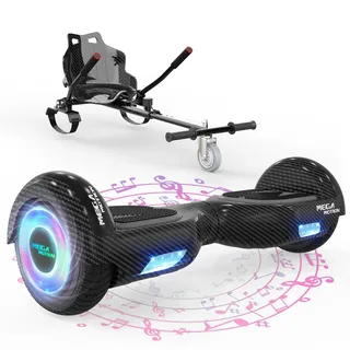 MEGA MOTION Hoverboards mit Hoverkart für Kinder, 6.5 Zoll Hoverboards mit Bluetooth Lautsprecher, mit LED-Leuchten, Geschenk für Kinder und Jugendliche