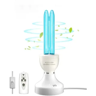 BrightArk 15W Lampe Desinfektion Ozon Licht mit Fernbedienung Timer Keimtötende Lampe Duale Sterilisation und Desinfektion AC220-240V Perfekt für Küche, Schlafzimmer, Wohnzimmer, Beseitigt Keime