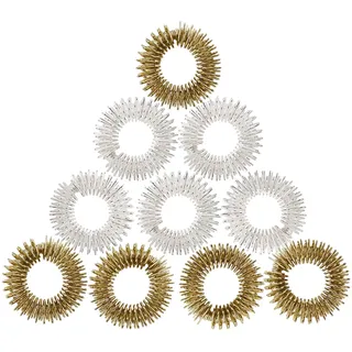 casativo Premium Akupressurringe 10er Set Gold/Silber – Fingermassage für Vitalität, Leistung & Wohlbefinden