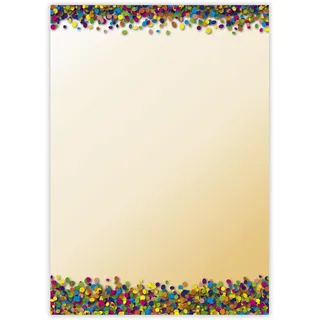 Designpapier Konfetti DP897 – 50 Blatt Briefpapier – Hochwertiges Motivpapier Geburtstag, Einladung, Brief, Jubiläum, Party, Feier, Fasching – Laser- & Inkjetdrucker geeignet – Druckerpapier A4 90g/m2