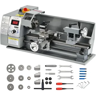 CREWORKS Metalldrehmaschine 600W Drehmaschine 8 x 14 Zoll Tischdrehmaschine 210 x 350MM Drehbank Metall 2250 RPM Mini-Metalldrehmaschine für Metallbearbeitung Metal Lathe (8 x 14 Zoll)