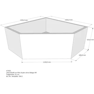 Badewannenträger passend für Riho Austin 145 × 145 × 48 cm
