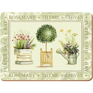 Creative Tops Extra große Tischsets im 4er-Set, hochwertige rechteckige Tischsets mit Korkrücken, Topiary Collection, 4 Tischsets, je 40 cm x 29 cm