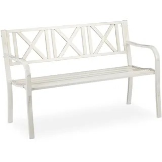 Relaxdays Gartenbank 80,5 x 127 x 63 cm Weiß-Bronze