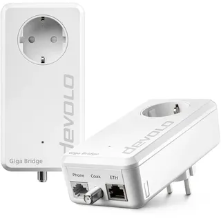 Devolo Giga Bridge Koaxial-Set, Glasfaserlösung, Glasfasernetzabschluss (ONT) mit dem Router verbinden, Glasfaser im Haus verlegen, Glasfaser-Kabel, weiß, 07114, White
