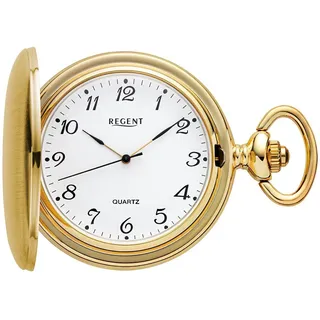 REGENT Herren Taschenuhr Savonnette Verchromt 47 MM Quarz Arabische Zahlen P-736