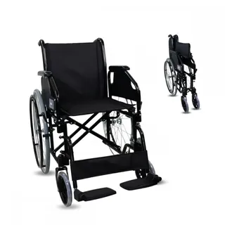 Mobiclinic Rollstuhl faltbar leicht mit abnehmbaren und gepolsterten Armlehnen und klappbaren Fußstützen schwarz