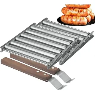 MASINIES Hot Dog Roller Rack Grill mit Holzgriff (2)
