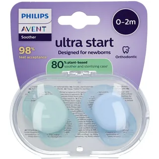 Philips Avent Fopspeen +0m Start groen/blauw effen 2st 2 St Schnuller
