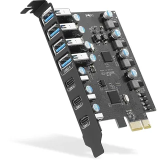 USB C PCIE Karte 7 Ports(3C + 4A), 5Gbps PCI Express USB 3.0 Karte für Desktop PC Unterstützung Windows 10/8/7/XP und Above