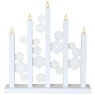 Star LED-Fensterleuchter "Snowfall", 5 warmweiß LED, Material Holz, Vierfarb-Karton, 46 x 47 cm, weiß/gold 658-00