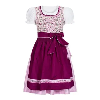 Nübler Dirndl Mädchen Dirndl im traditionellen Stil Kinder Trachten (Dirndl Set NADJA, 3-tlg., Dirndl Kleid mit Bluse und Schürze) Kinder Tracht im bayerischen Stil - Trachtenmode Kinder lila 116