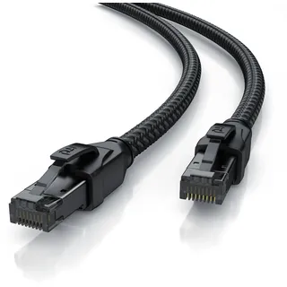 Primewire Patchkabel CAT 8 mit Baumwollmantel, Gigabit Ethernet LAN Kabel, 40 Gbit/s S/FTP PIMF Netzwerkkabel - 15m