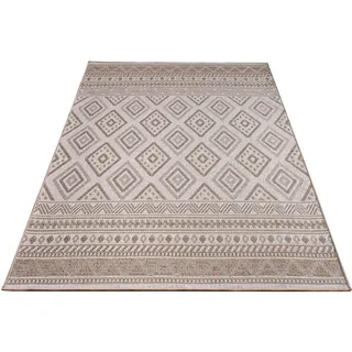 Paco Home "Vermont 184", beige, B:300cm H:4mm L:400cm, Polypropylen, Teppiche, Teppich, Flachgewebe, Modern Boho Ethno wetterfest Außenbereich 300x400 cm, strapazierfähig, für Fußbodenheizung geeignet