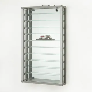 MHN Sammlervitrine & Hängevitrine 11 x 51,5 x 86,5 cm – abschließbare Glasvitrine ideal für Figuren, Modellautos, Zippo Feuerzeuge, Ü-Eier-Figuren und Deko – Ohne Beleuchtung