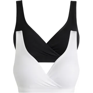 bonprix Still-BH BONPRIX, Damen, Gr. M, N-Gr, schwarz (schwarz, weiß), Obermaterial: 93% Polyamid, 7% Elasthan, BHs Still-BH, im praktischen 2er-Pack, nahtloses Design, mit Elasthan-Anteil