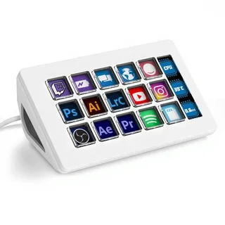 AJAZZ AKP153 studio-deck-stream-controller, 15 makrotasten, seitenbildschirm, trigger-aktionen in software wie OBS, Twitch, YouTube und mehr, für content-creators, streaming und gaming, Mac/PC, weiß