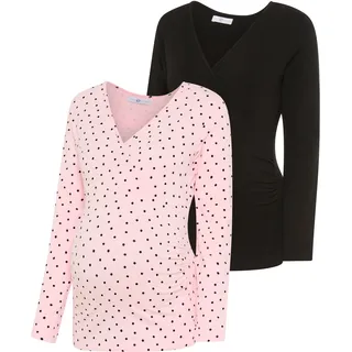 NEUN MONATE Umstandsshirt NEUN MONATE "2er Pack Umstands-Langarmshirt, Wickelausschnitt mit Stilloption", Damen, Gr.