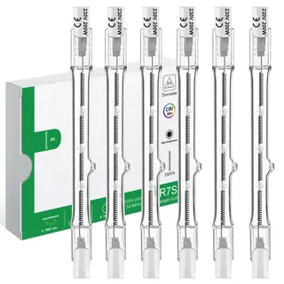 Jaenmsa R7S Halogenstab 118mm 200W, Halogen Leuchtmittel r7s 118mm, 6er Pack Deckenfluter Leuchtmittel 200W 230V 2700K Warmweiß, Baustrahler Birne Dimmbar für Wohnzimmerleuchten