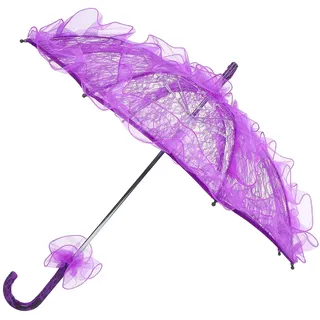 Cyrank Spitze Sonnenschirm Regenschirm, Hochzeit Spitze Sonnenschirm Regenschirm, Spitze Stoff Sonnenschirm Regenschirm Performance Requisiten für Brautjungfern und Blumenmädchen Foto Prop(Lila)