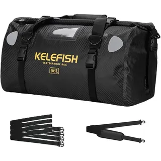 UROUK wasserdichte Reisetasche 20L 40L 66L Wasserdichter Seesack Motorradreisesack Duffel Bag mit Schnellverschlussriemen für Motorradfahren, Kajakfahren, Rafting, Camping (Streifen, Schwarz, 66L)