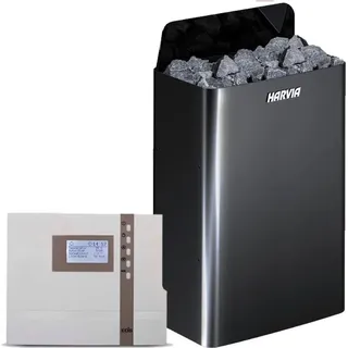 Set Saunaöfen Harvia The Wall 9 kW Stahl The Wall schwarz mit EOS ECON D4