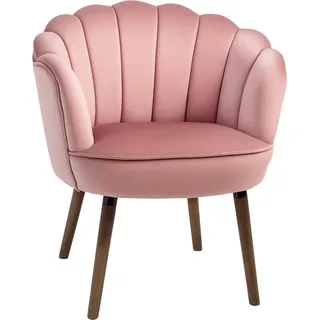 HOMCOM Esszimmerstuhl Küchenstuhl Sessel mit Rückenlehne Wohnzimmerstuhl Polyester Gummiholz Rosa 66 x 72 x 79 cm   Aosom