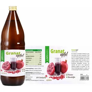 Mynatura Granatapfel Direktsaft, 100% Granatapfelsaft Vegan Muttersaft 1L