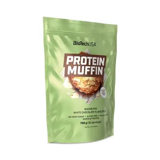 BioTechUSA Protein Muffin, Protein Muffin Basispulver mit hydrolysiertem Protein, Molkenproteinen und Süßungsmittel, 750 g, Weiße Schokolade