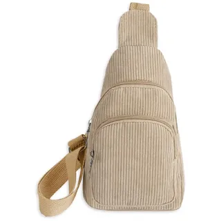 GIDWRIY Brusttasche Damen Cord,Sling Bag Damen Bodybag,Chest Bag Women,Umhängetasche Diebstahlsicher,Sicherheitstasche Reise,Crossbody Tasche zum Umhängen,Schultertasche Elegant Gürteltasche - Khaki - 24x15x7 cm