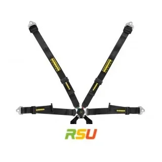 Schroth Gurt - Profi 2x2 Pull Up schwarz mit schwarz/gelbem SCHROTH RACING Logo HANS