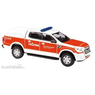 BUSCH H0 1:87 Ford Ranger mit Hardtop, Werkfeuerwehr Röhm Nr. 6