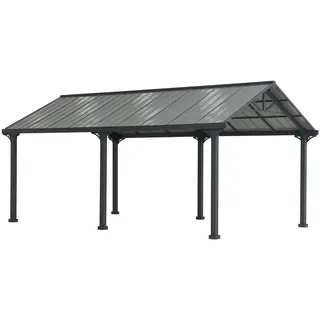 Sunjoy Carport Eiger 6,10 x 3,67 m grau pulverbeschichtet