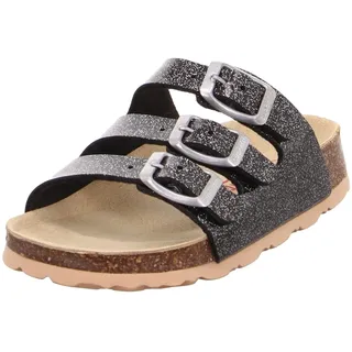 superfit Mädchen FUSSBETTPANTOFFEL Hausschuhe, SCHWARZ/SILBER 0100