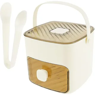 Taicols Klein Eiswürfelmaschine, Ice Cube Maker, mit 48 Gitter Eiswürfelform, Eiswürfelmaker mit Schublade und Aufbewahrungsbehälter, Eiswürfel mit Behälter Eiswürfelbox, Für Home Kitchen (Weiß)