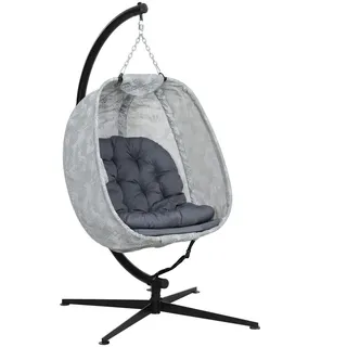Outsunny Hängesessel oval Grau 1-Sitzer mit Gestell 