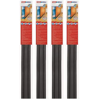 tesamoll Zugluftstopper für Glatte Böden in Grau/Zuschneidbare Türbodendichtung für Schutz vor Zug und Lärm / 95cm x 25cm (4 Stück Anthrazit)