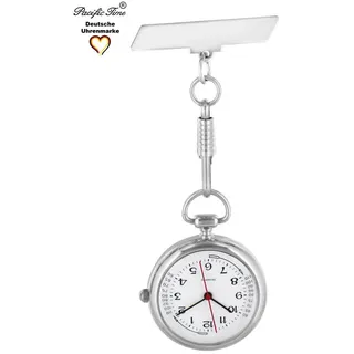 Pacific Time Krankenpflegeuhr Damen Schwesternuhr mit Anstecknadel, Gratis Versand silberfarben