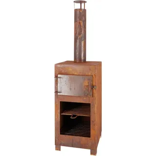 Esschert Design Terrassenofen mit Pizzaofen Rostbraun - Braun