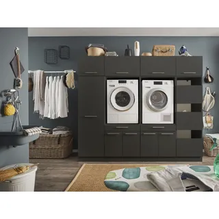 laundreezy "LAUNDREEZY LDSK15" Kastenmöbel-Sets Gr. B/H/T: 235cm x 200cm x 67,5cm, grau Anthrazit - Waschmaschinen-Überbauschrank TÜV-Zertifiziert mit viel Stauraum - 235 cm