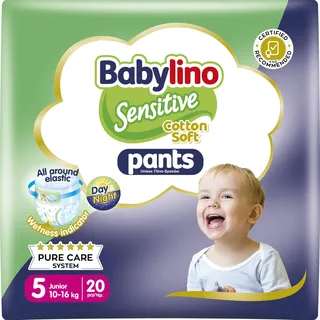 Babylino Sensitive Cotton Soft Windeln Größe 5, Pants Junior (10-16 kg), 20 Stück