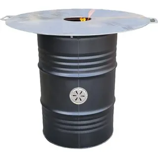 SRM Design Komplettset Feuertonne Feuerplatte 100cm Grilltonne Plancha Feuerkorb Grill Set