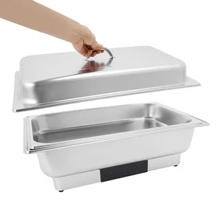 panfudongk Elektrisches Buffetwärmer Speisenwärmer Chafing Dish Buffet Server Edelstahl Speisenwärmer mit Temperaturregelung für Catering und Buffet 600W 9L für warme und kalte Speisen (1 Fächer)
