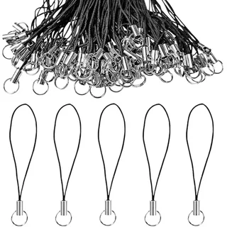 QEQSHQO 50pcs Einfache Handy Lanyard Strap für Schlüssel Schlüsselanhänger Handyanhänger Schlaufen mit Karabiner Telefonring Strap Handy Charm Cord zum Pendents USB Schüsselanhänger