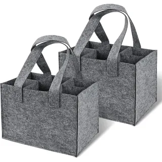 Jognee 2 Stück Flaschentasche, Flaschenträger 6 Flaschen, Flaschentasche 6 Flaschen, Männerhandtasche aus Filz, Filztasche Weinflasche Tasche, Flaschenkorb