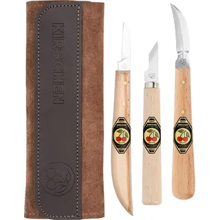 Kirschen Schnitzmessersatz in Velourleder-Rolltasche