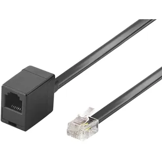 BestPlug 3 Meter Modular Telefon Kabel Verlängerung, RJ11 Stecker männlich auf RJ11 Buchse Kupplung weiblich, Schwarz