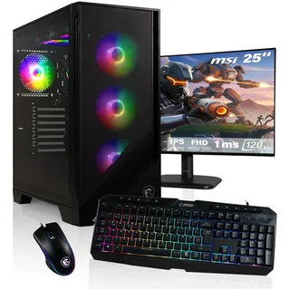 HYPER BYTE Gaming PC Komplett Set 25" AMD Ryzen 7 5700G 32 GB RAM 1 TB SSD Radeon Vega 8 Win11 Pro