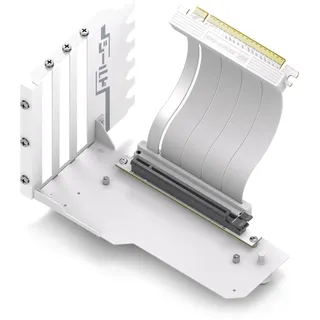EZDIY-FAB Shield Vertikaler GPU Halterung,115 mm PCIe 4.0 Riser,Weiß | Dual-Lock-Struktur,Schwere GPU-Stütze,7 Voll Geöffnete Slots,Gen-4-Riser-Kabel,90° Winkelstecker,Vertikale GPU-Präsentation