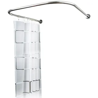 Duschstange Ohne Bohren, U-Form Duschvorhangstange Eck Badewanne Bogenstange mit Duschvorhang Kit Für Bad WC